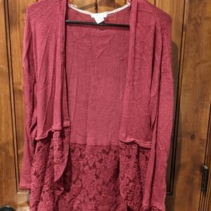 Clover + Scout Maroon Lace Cardigan